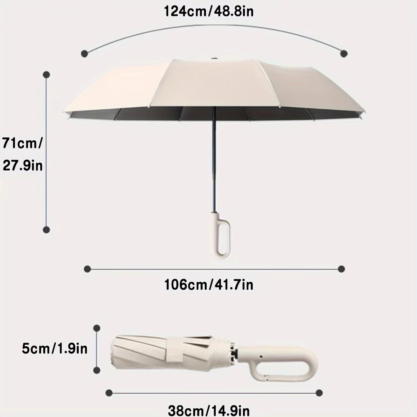 Premium 105CM Automatic Folding Umbrella for Men - 30 Reinforced Bones, Windproof and Water-Resistant Design with Comfortable Large Buckle Handle