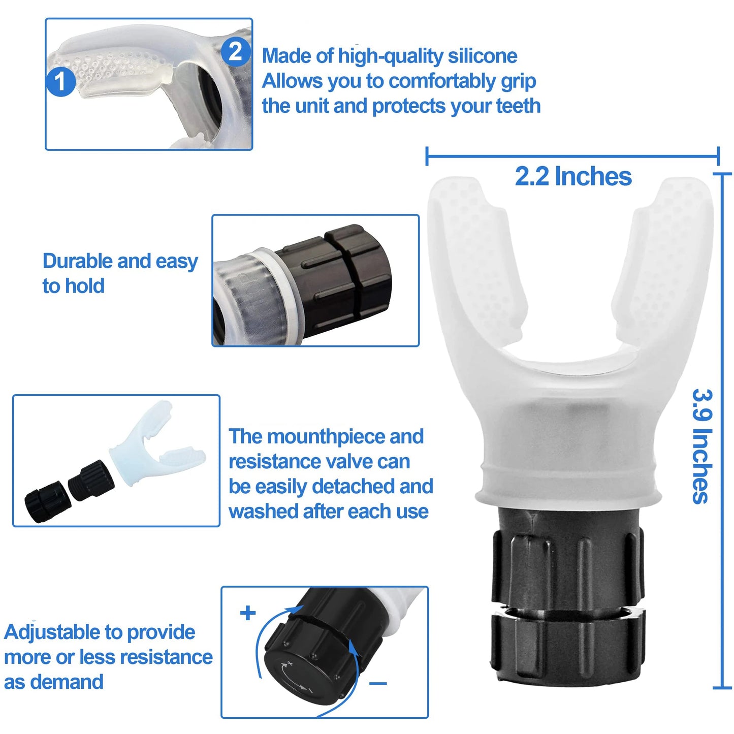 Lung Capacity Enhancement Trainer - Adjustable Breath Resistance Device for Optimal Respiratory Health