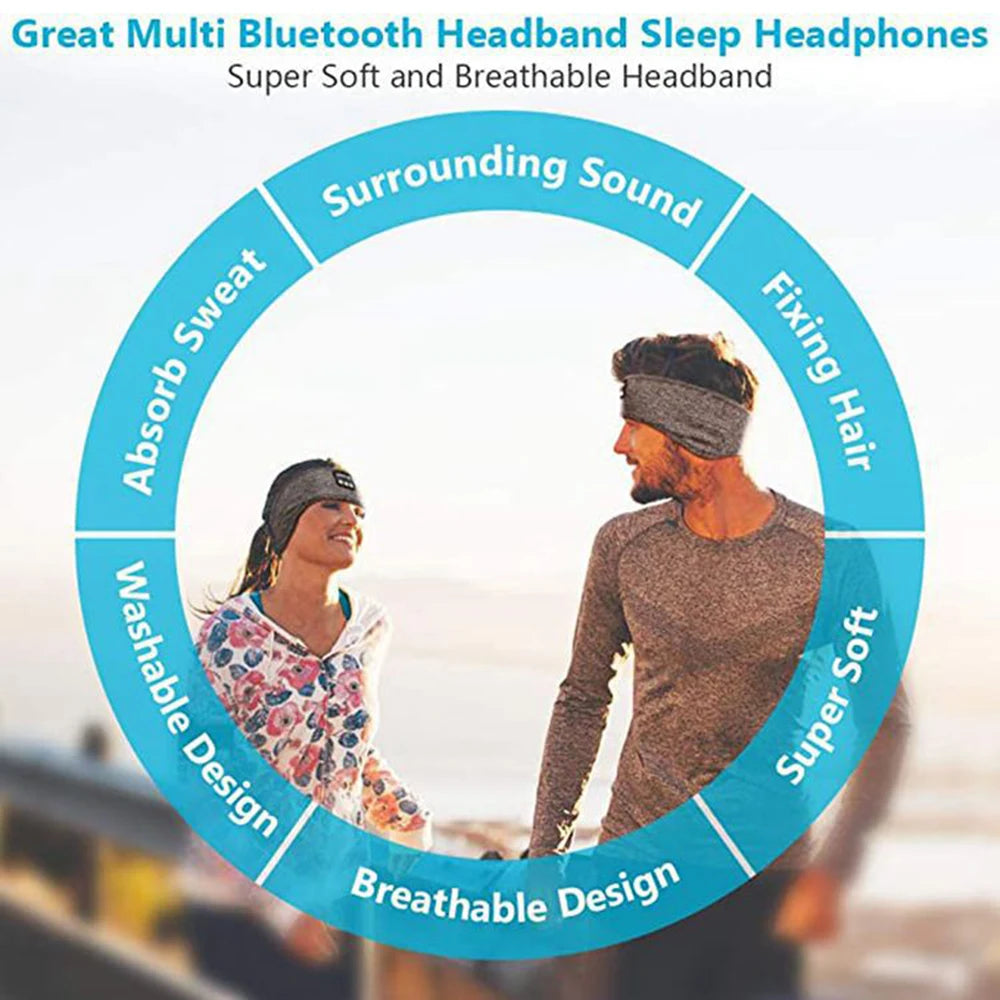 Experience Ultimate Comfort with Wireless Bluetooth Sports Headband Earphones - Music Function & Sleep Mask Design!